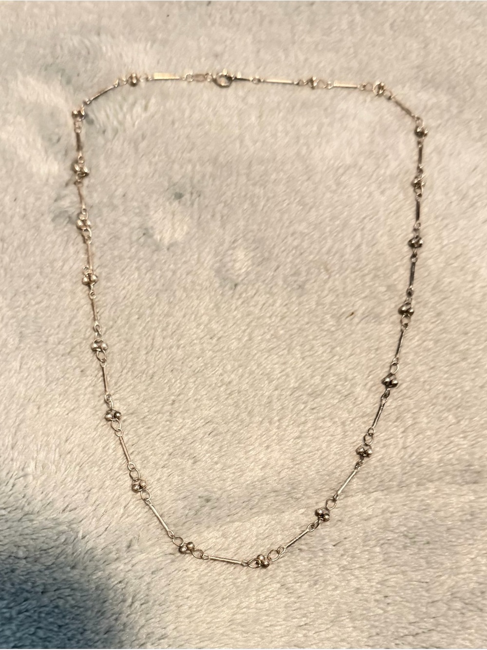 Vintage Sterling Silver 925 Double Bead & Bar Link Station Necklace - 18"